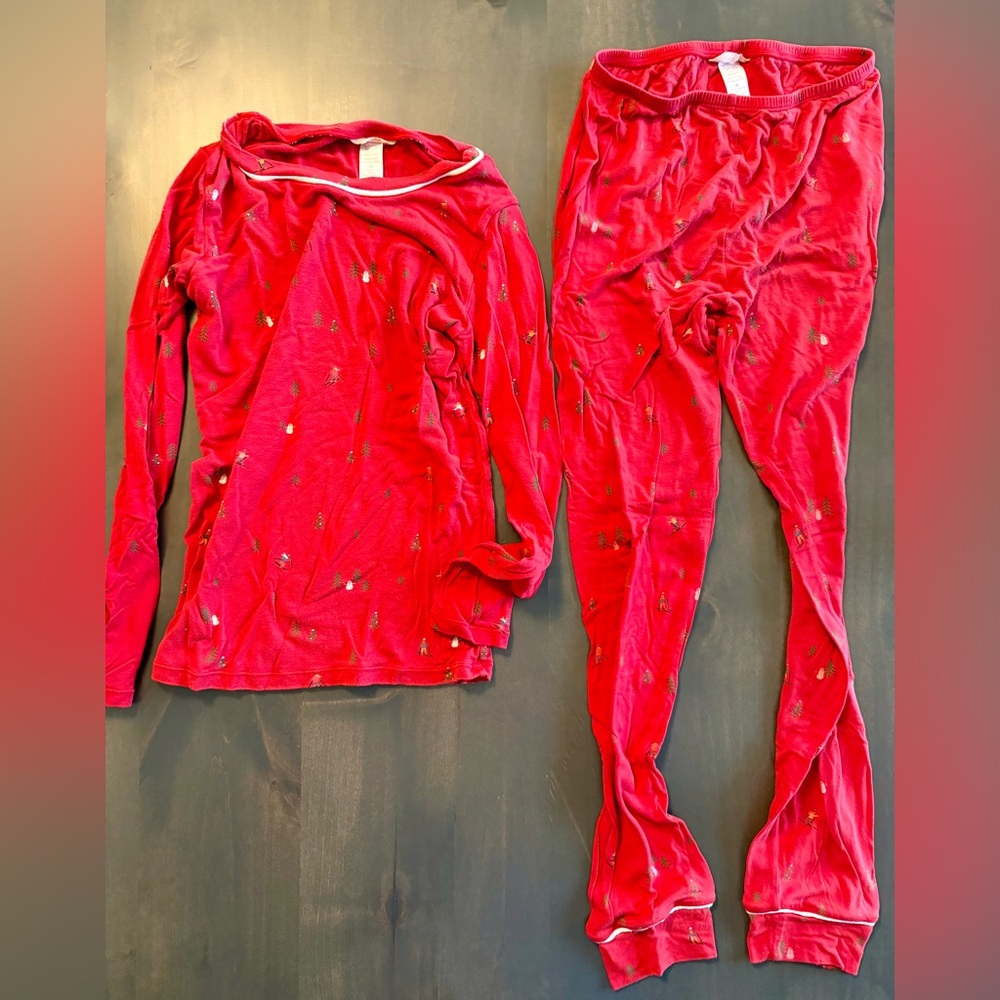 Eberjey Kids TENCEL Modal Unisex Long PJ set in Christmas Apres Ski Size 10